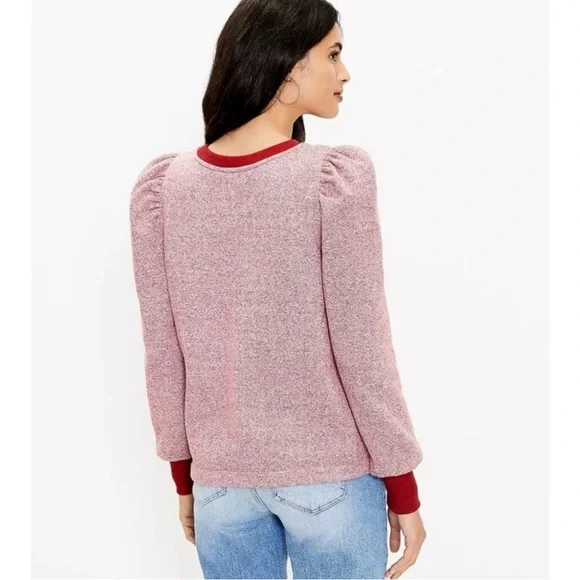 LOFT Red and White Patterned Sweater - Picture 2 of 16